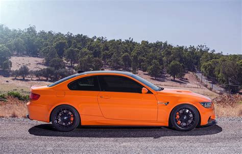 Wallpaper the sky, trees, orange, black, bmw, BMW, slope, profile for ...