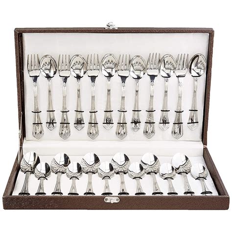 FNS Stainless Steel Manchester Cutlery Set, 24-Pcs with Leatherette Box ...