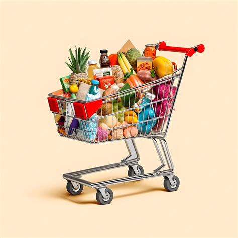 Premium AI Image | A shopping cart with a cart full of products ...