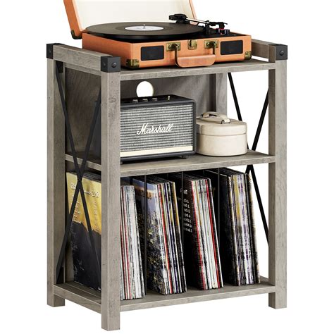 Yartaka Record Player Stand with Storage, Farmhouse Wooden Turntable ...