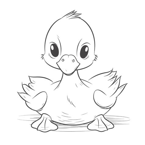 Cute Little Duck Coloring Page Outline Sketch Drawing Vector, Duck ...