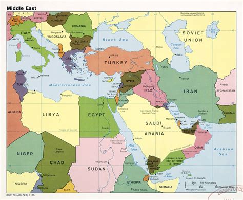 Large detailed political map of the Middle East with major cities and ...