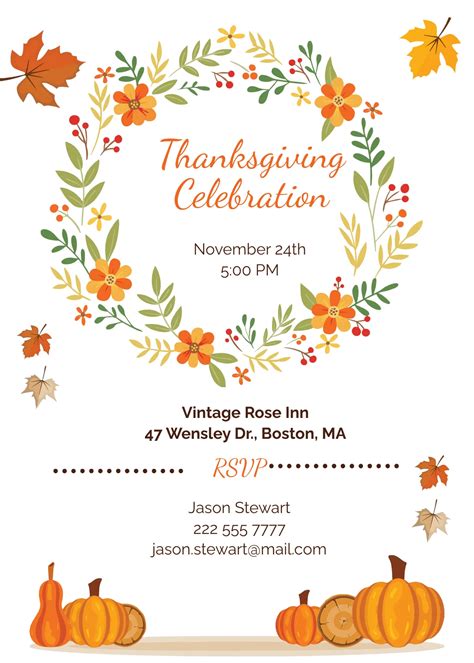 Free Thanksgiving Invitation Templates, Editable and Printable