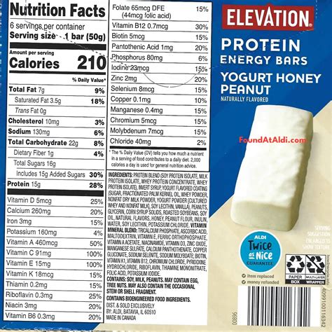 Elevation Protein Energy Bars Yogurt Honey Peanut