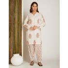 Maroon Green Hand Block Printed Cotton Kurta
