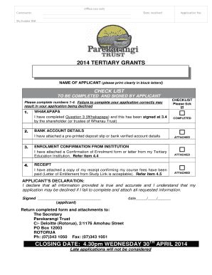 Fillable Online rotorua deloitte co 2014 TERTIARY GRANTS - bDeloitteb ...