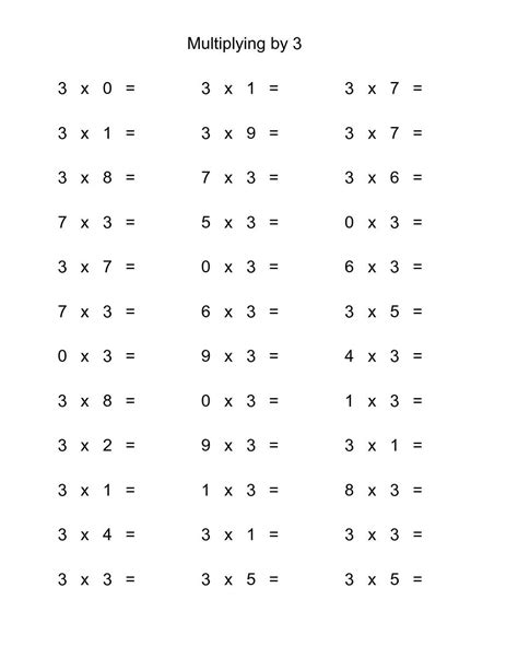 3 Time Tables Worksheet - Printable Sheet Education