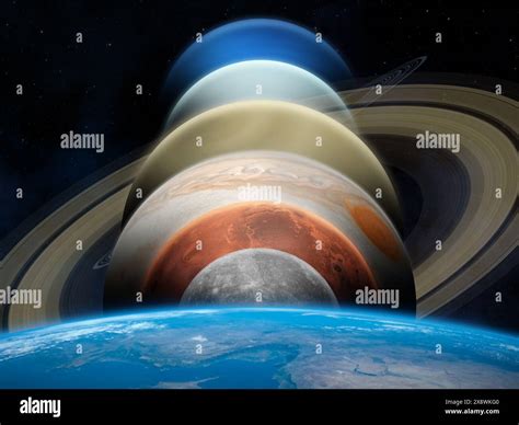 A planetary alignment, or a "planet parade" six planets Jupiter ...