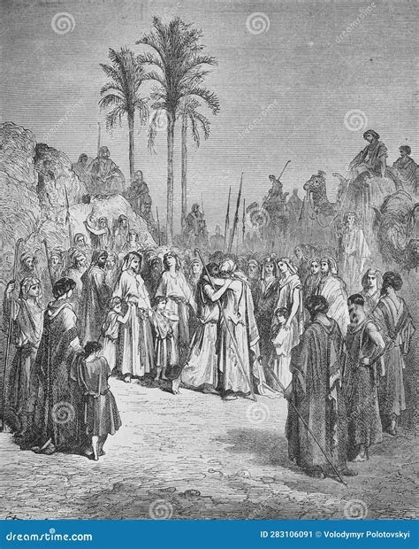 Jacob S Reconciliation with His Brother Esau in the Old Book the Bible ...