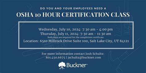 OSHA 10 Certification Class, Millrock Business Center, Salt Lake City ...