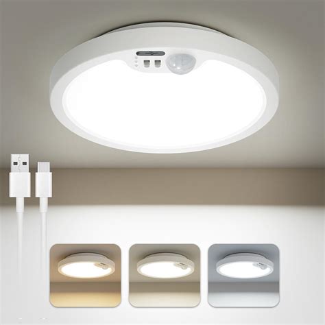 Rechargeable Motion Sensor Ceiling Light Indoor, Wireless Battery ...