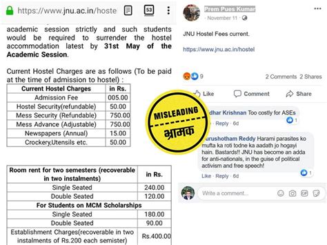 Fact Check: JNU के मौजूदा हॉस्टल फीस के दावे के साथ वायरल सूची फर्जी ...