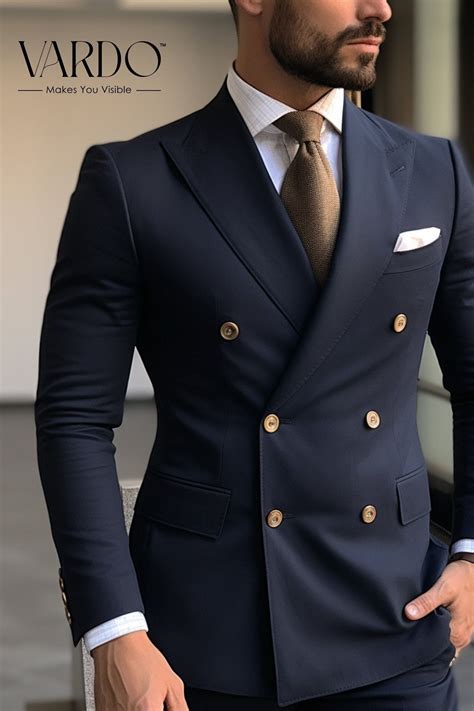Classic navy blue double breasted suit for men timeless formal attire ...