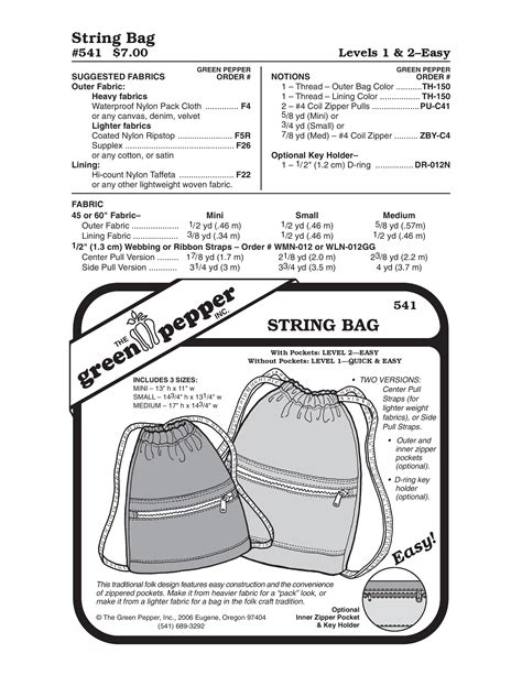 Image result for Pull String Bag Pattern