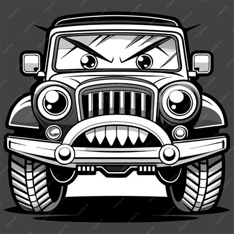 A cartoon car with a monster face and mouth | Premium AI-generated vector