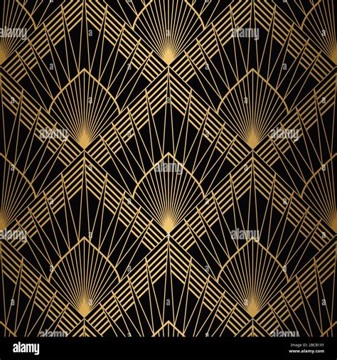 Art Deco Pattern. Seamless Gold and black background. Geometric design ...