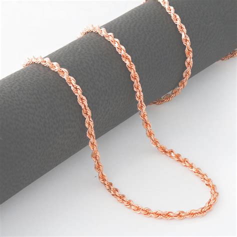 14K Rose Gold Womens 1.5mm Thin Diamond Cut Rope Chain Pendant Necklace ...