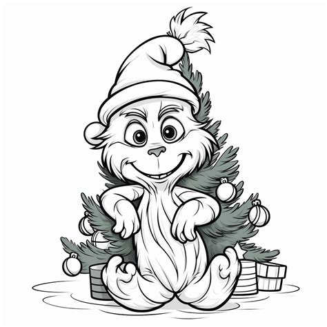 Grinch Christmas Tree Coloring Page - Coloring Nation