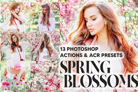 13 Photoshop Actions, Spring Blossoms Ps Action, Pastel Pink ACR ...