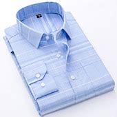 Men's Dress Shirt Non Iron Shirt Plaid / Striped / Chevron / Round ...