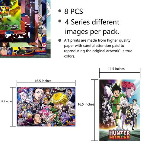 Babymiu Mixed Anime Wall Poster 8-Pack（with random Anime stickers 50pcs ...