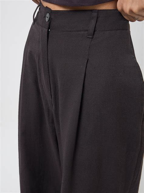 Buy Bombay Paisley Black High-Rise Cotton Blend Pants from Westside