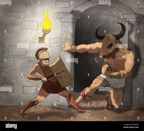 Theseus And The Minotaur Cartoon