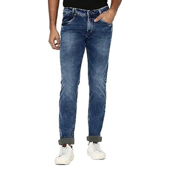 MUFTI Mens Blue Black Narrow Fit Jeans : Amazon.in: Fashion