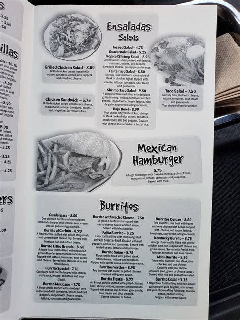 Menu at Rio Grande restaurant, Mayfield