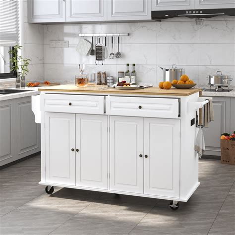 Customer reviews for Hlivelood 59" Rolling Kitchen Island Carts with ...