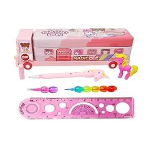 ART STORE'S Unicorn School Bus Pencil Box, Gel Pen,Stack Pencil ...