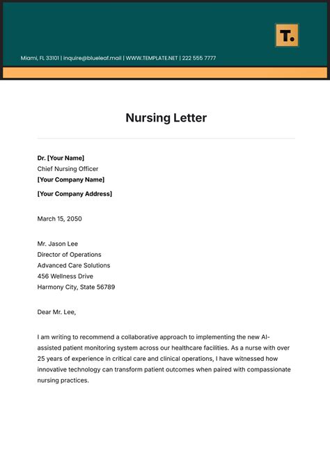 Free Nursing Letter Template to Edit Online