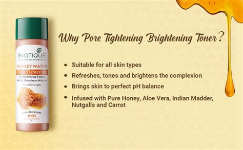 Biotique Honey Water Pore Tightening Brightening Toner With Himalayan ...