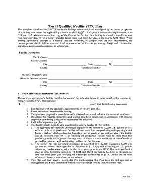 Tier II SPCC Plan Template - Blank Fillable Template | Fill Out, Print ...