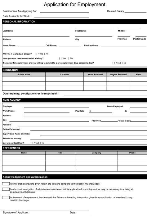 Image result for Example of Job Application Form