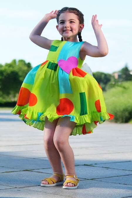 Buy Multi Color Cotton Geometric Print Dress For Girls by Anaario ...