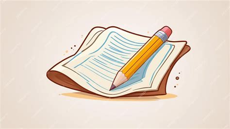 Paper And Pencil Cartoon Icon Illustration Education Object Icon Concept Isolated Flat Cartoon ...