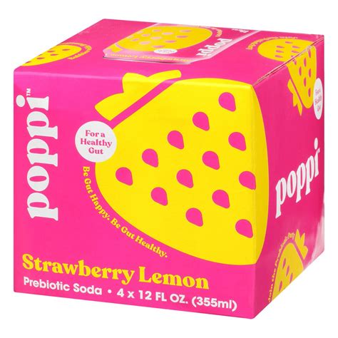 Poppi Strawberry Lemon Prebiotic Soda - 4 ct; 12 oz 4 ct; 12 oz | shipt