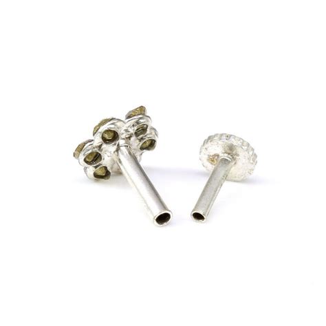 Stones studded Silver Plated push pin Nose stud – Karizma Jewels