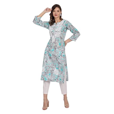 Buy indiankala4u Women's Voile A Line Kurti (IKLC2211BLUS_Blue_S) at ...