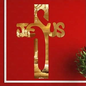 BEST DECOR 90 cm Jesus Cross Gold(Pack Of 1)Code4 Self Adhesive Sticker ...