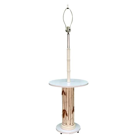 Mid Century Faux Bamboo Floor Lamp Table For Sale at 1stDibs