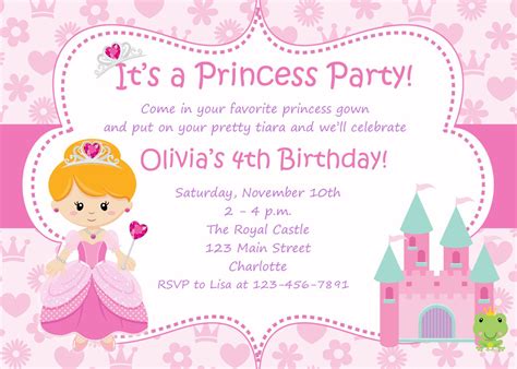 Princess Party Invitations Diy at Isabelle Rivers blog