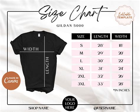 Gildan Unisex Shirt Size Chart