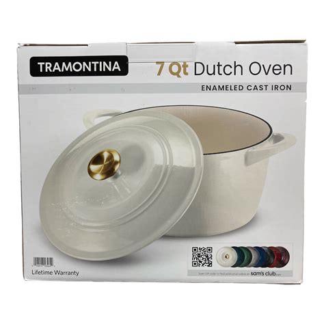 Tramontina Enamel Coated Cast Iron Round Dutch Oven, 7Qt, Latte/Gold ...