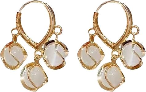 VR Creatives Korean Opal Stone Earrings Set for Women 3 Cat Eyeball ...