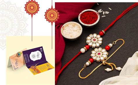 CraftVatika Rakhi Set for Brother and Bhabhi Designer Floral Rakhi for ...