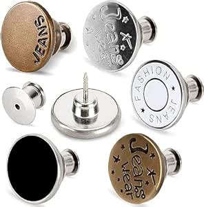 SIMXEN 5 Styles No Sew Metal Buttons for Denims Waist Extender Button ...