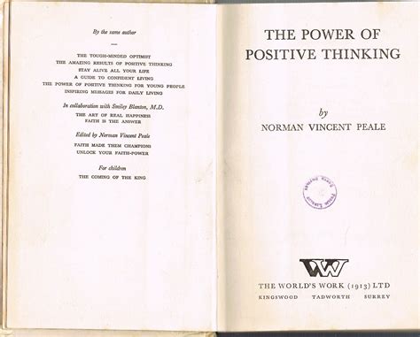 The Power of Positive Thinking PEALE Norman Vincent