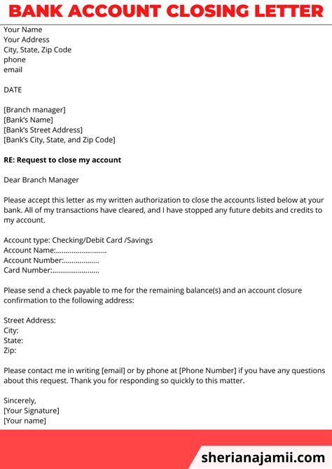 Company Current Account Closing Letter Format